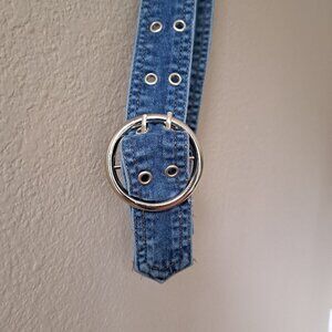 Y2K Iconic Denim Blue Belt w/Edgy Silver Buckle